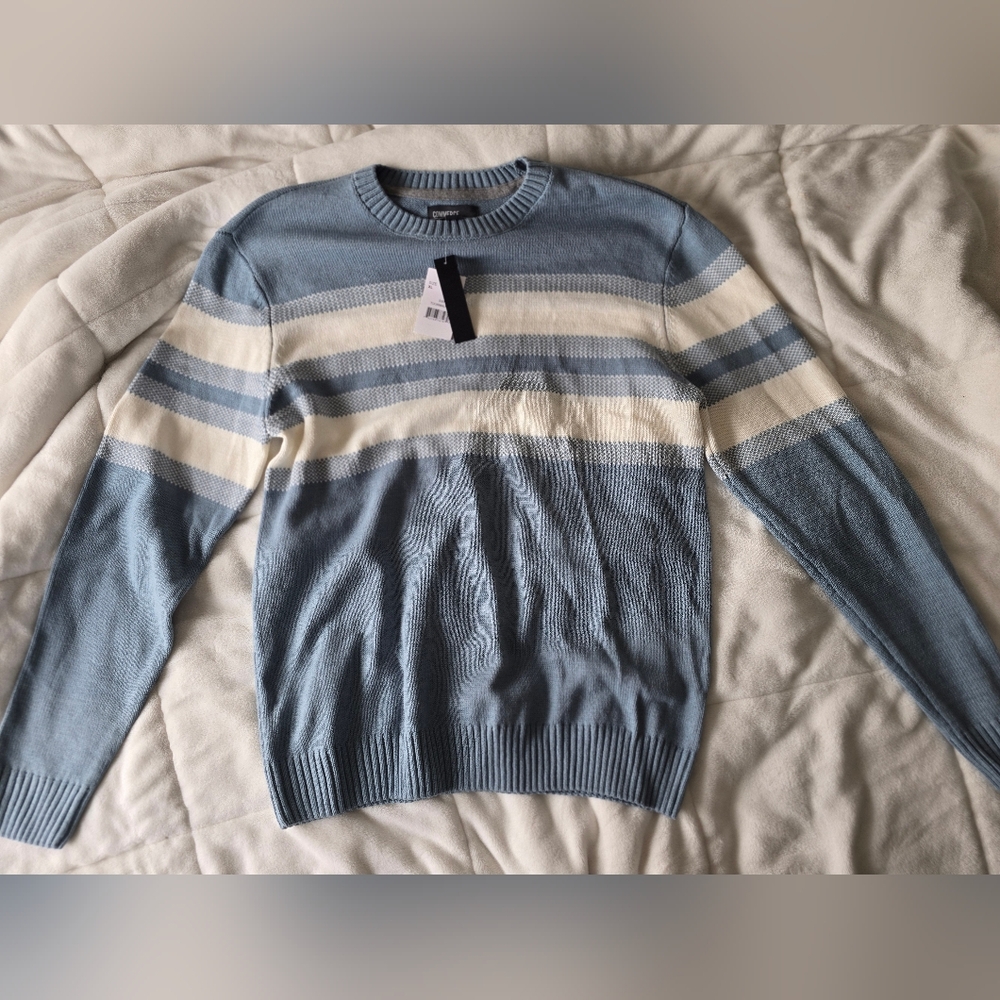 commerce heathered chest stripe sweater Mens XL NWT
